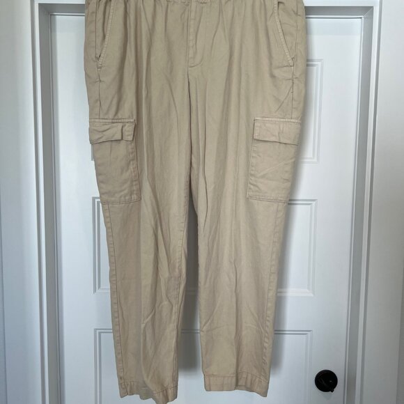 NWOT GAP Women Size XL Tan Beige Pull on Cotton Twill Cargo Pants - Picture 2 of 9